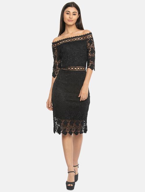 off shoulder laced bodycon dress - 16268228 - Very Small Image - 1