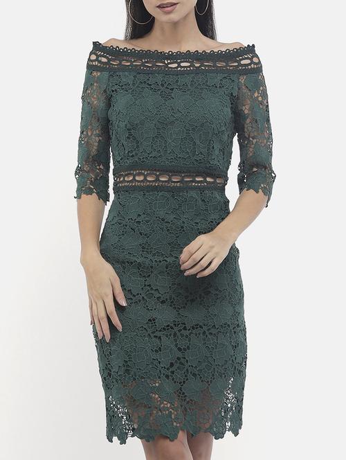 off shoulder laced bodycon dress - 16268229 - Very Small Image - 1