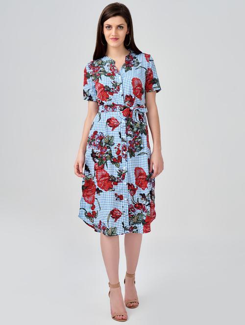 tie front button up floral dress - 16268246 - Very Small Image - 1