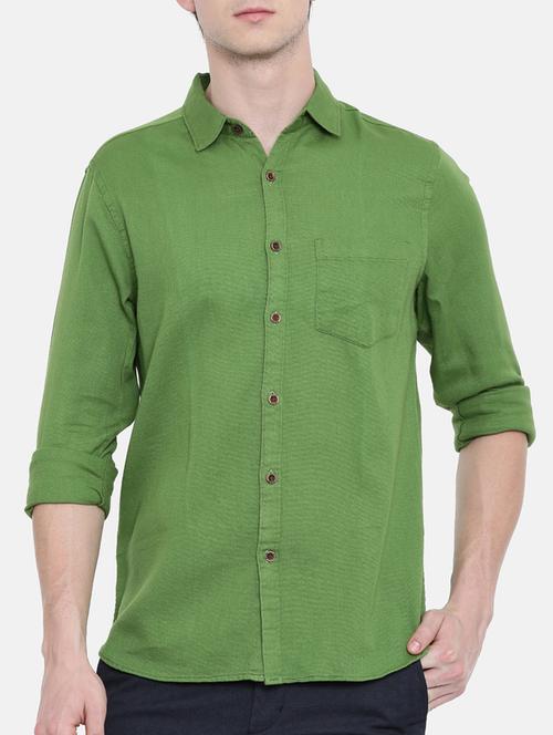 green solid casual shirt - 16268412 - Very Small Image - 1