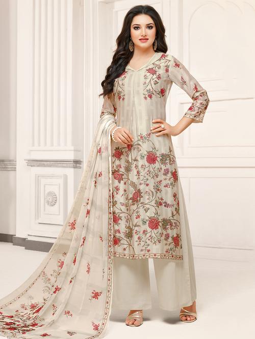 digital floral printed unstitched palazzo suit - 16268450 - Very Small Image - 1