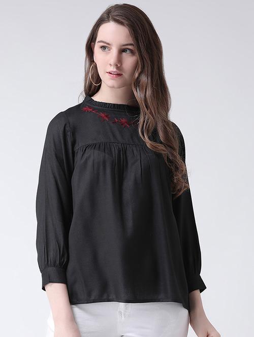 floral embroidered gathered top - 16269566 - Very Small Image - 1