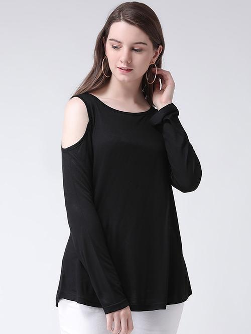 keyhole back cold shoulder top - 16269574 - Very Small Image - 1