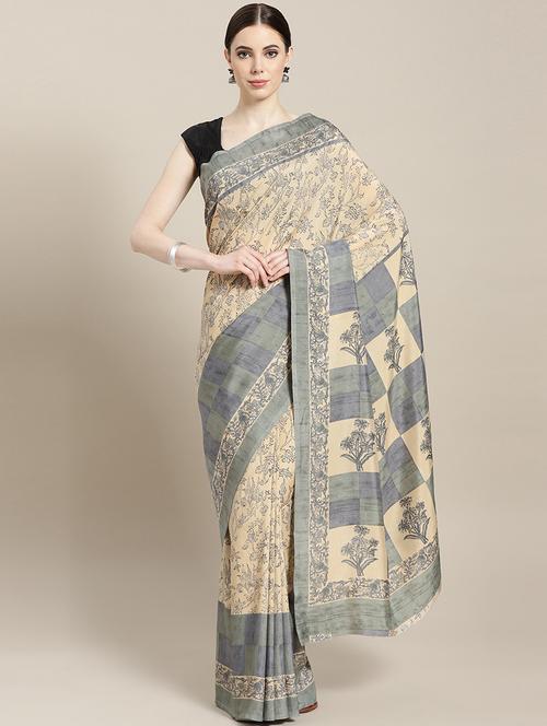 floral printed saree with blouse - 16269882 - Very Small Image - 1