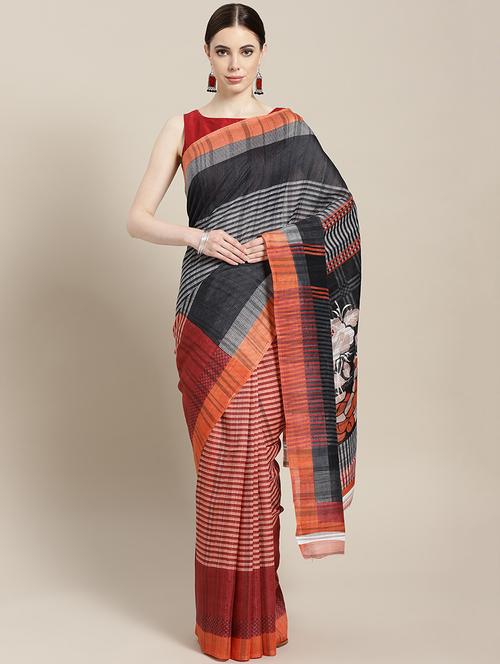 floral printed saree with blouse - 16269884 - Very Small Image - 1