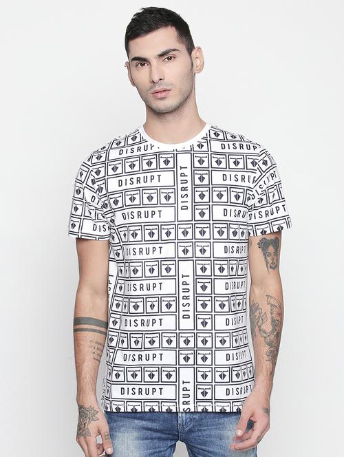 monochrome all over typographic print t-shirt - 16269952 - Very Small Image - 1