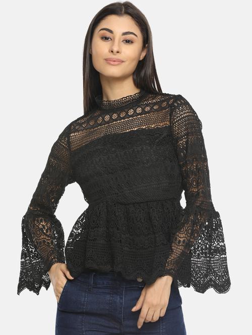 jagged hem lace top - 16270536 - Very Small Image - 1