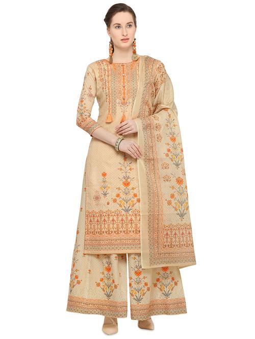 digital floral printed unstitched palazzo suit - 16270871 - Very Small Image - 1