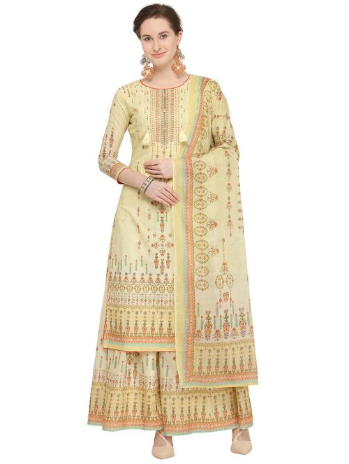digital floral printed unstitched palazzo suit - 16270872 - Very Small Image - 1