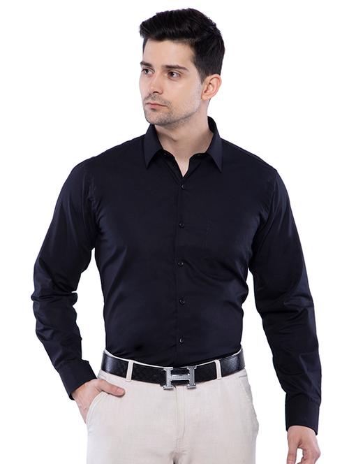 black solid formal shirt - 16271196 - Very Small Image - 1