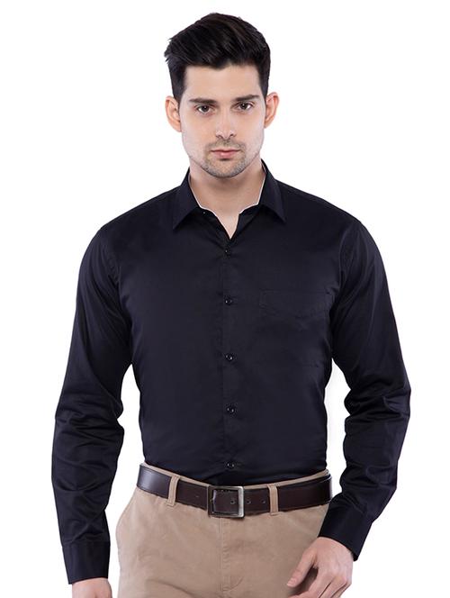 black solid formal shirt - 16271205 - Very Small Image - 1