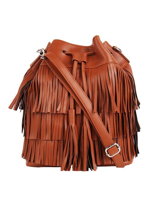 tan leatherette (pu) sling bag - 16271792 - Very Small Image - 1