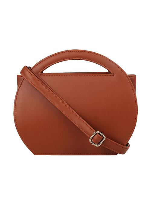 tan leatherette (pu) sling bag - 16271816 - Very Small Image - 1