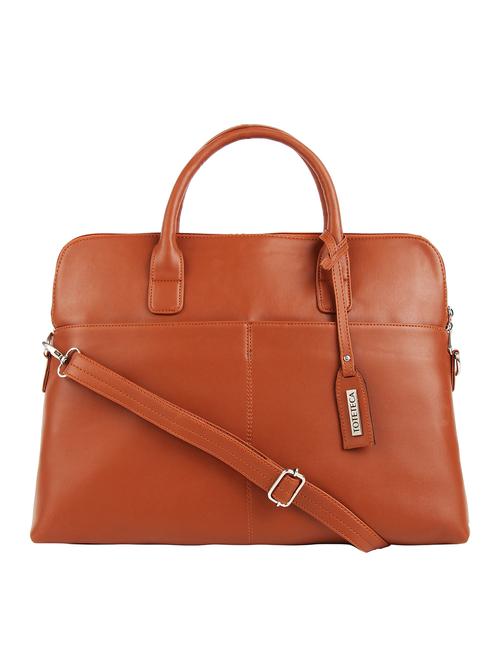 tan leatherette (pu) laptop bag - 16271990 - Very Small Image - 1