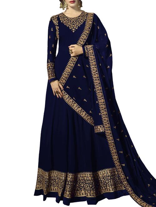 embroidered semi-stitched suit - 16272118 - Very Small Image - 1