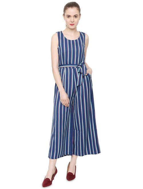 tie knot striped full leg jumpsuit - 16272520 - Very Small Image - 1