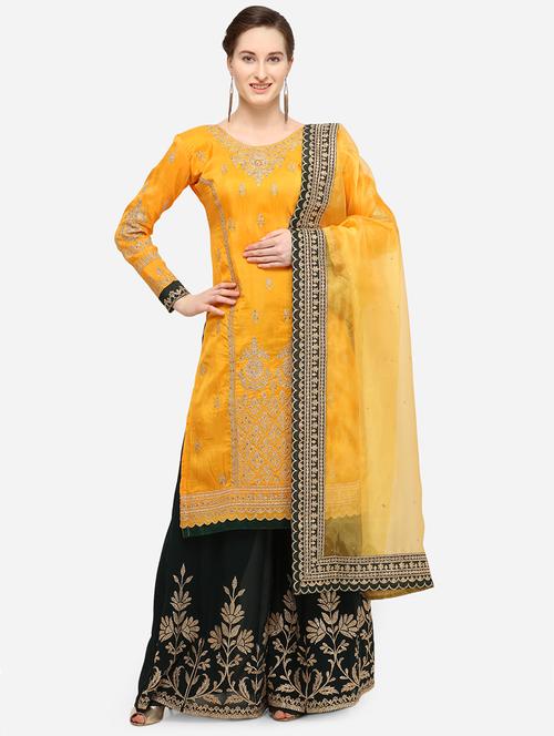 embroidered semi-stitched sharara suit - 16272545 - Very Small Image - 1