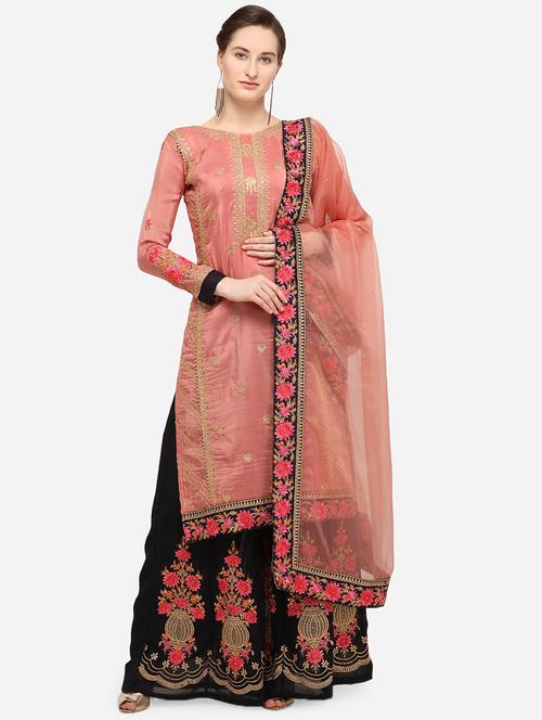 embroidered semi-stitched sharara suit - 16272546 - Very Small Image - 1