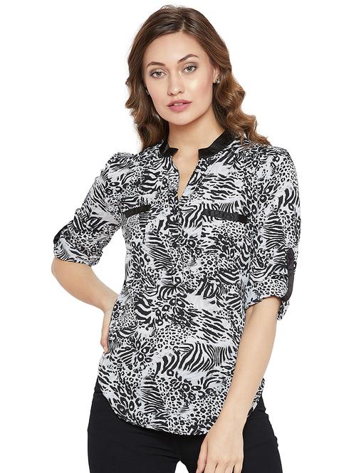 roll up sleeved curve hem tunic - 16272694 - Very Small Image - 1