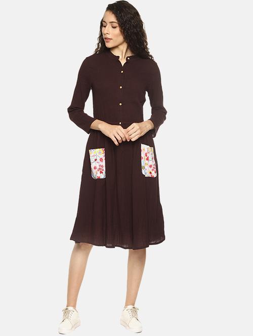 floral pocket patch a line dress - 16272910 - Very Small Image - 1