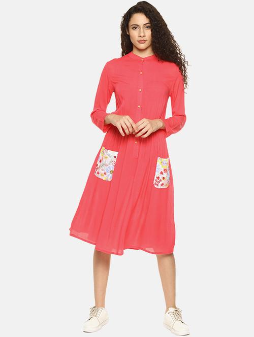 floral pocket patch a line dress - 16272912 - Very Small Image - 1