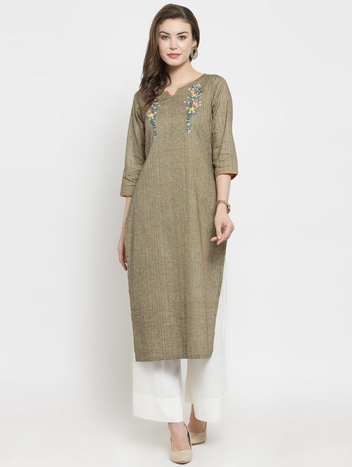 embroidered kurta palazzo set - 16273242 - Very Small Image - 1