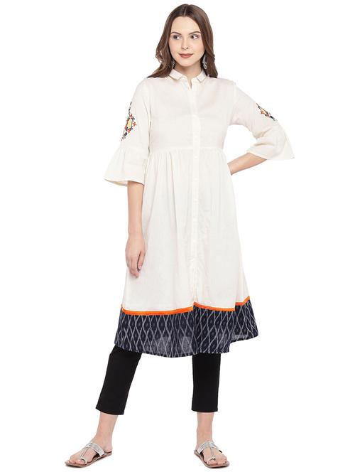 placement embroidery a-line kurta - 16274202 - Very Small Image - 1