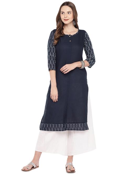 ikat print sleeved straight kurta - 16274206 - Very Small Image - 1