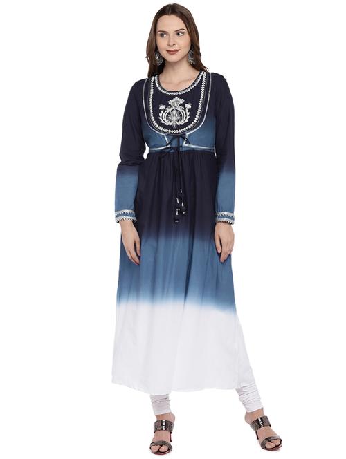 embroidered ombre print kurta - 16274212 - Very Small Image - 1