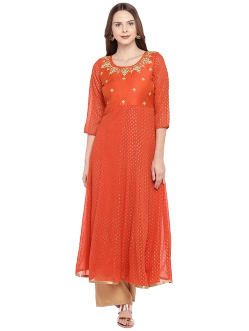 embroidered a-line kurta - 16274215 - Very Small Image - 1