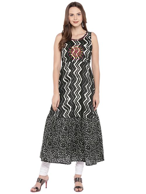 chevron print a-line kurta - 16274222 - Very Small Image - 1