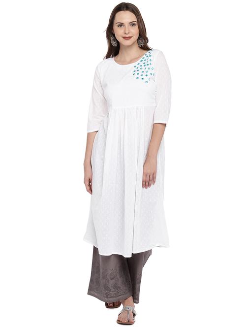 mirror work a-line kurta - 16274235 - Very Small Image - 1
