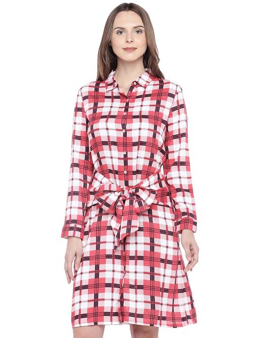 tie front checkered shirt dress - 16274252 - Very Small Image - 1