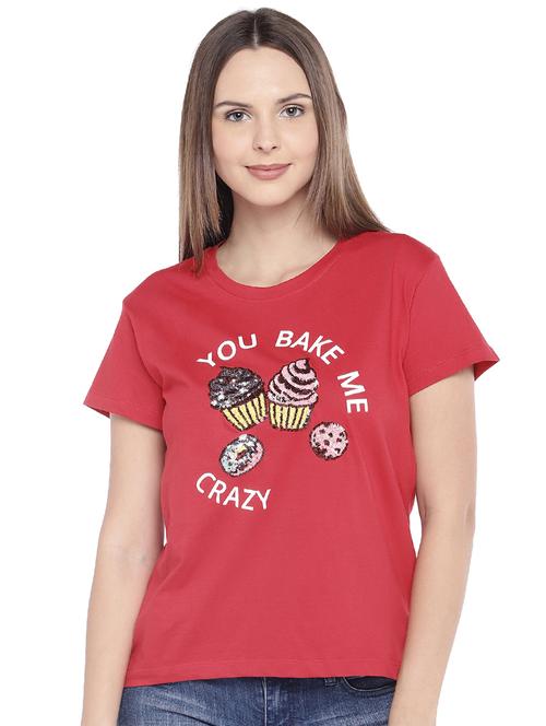 quirky print sequined tee - 16274268 - Very Small Image - 1