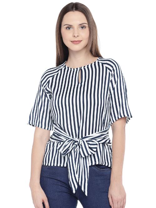 tie front striped top - 16274280 - Very Small Image - 1