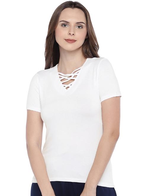 criss cross detail v-neck top - 16274325 - Very Small Image - 1
