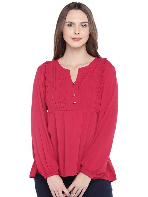 ruffle detail pin tucked top - 16274326 - Very Small Image - 1