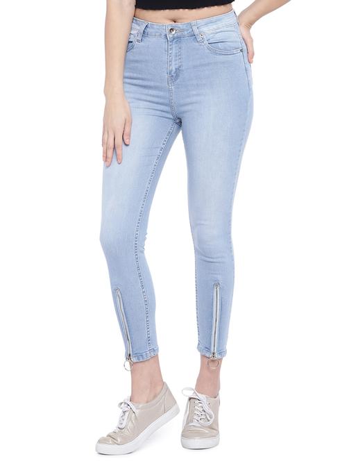 high rise zipper detail cropped jeans - 16274330 - Very Small Image - 1