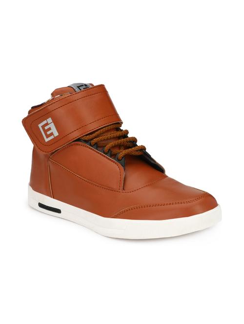 tan leatherette lace up sneakers - 16274490 - Very Small Image - 1