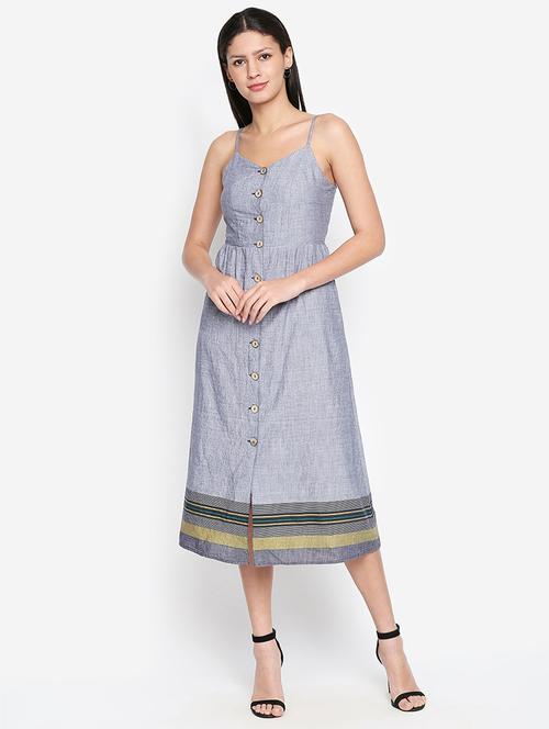 pocket detail button up a-line dress - 16274776 - Very Small Image - 1