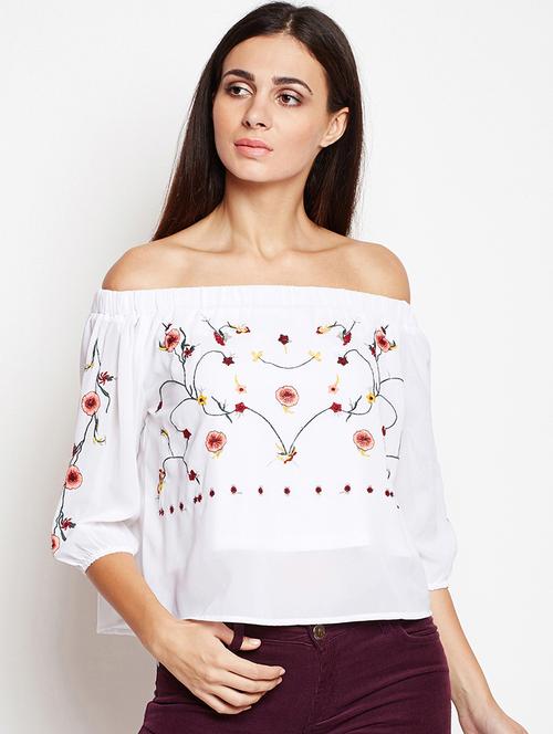 off shoulder embroidered top - 16274815 - Very Small Image - 1