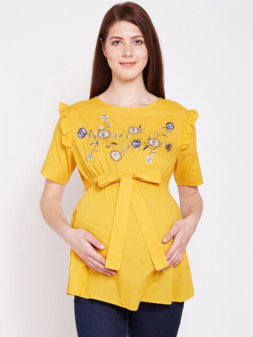 tie knot embroidered maternity wear top - 16274827 - Very Small Image - 1