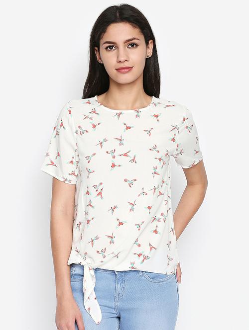 tie knot detail bird print top - 16274851 - Very Small Image - 1