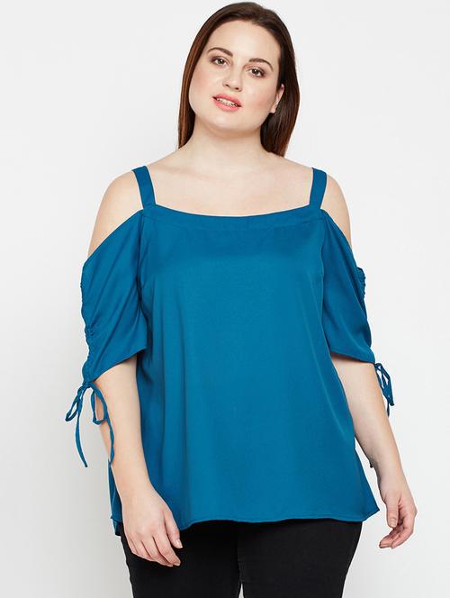 ruched detail cold shoulder plus top - 16274860 - Very Small Image - 1