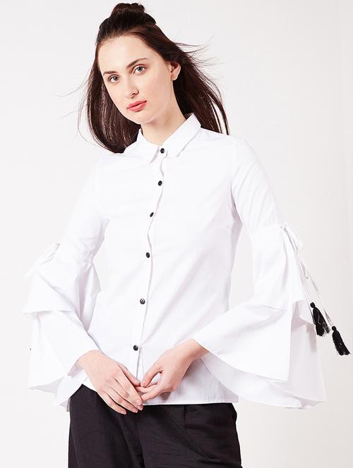 tassel tie bell sleeved shirt - 16274872 - Very Small Image - 1