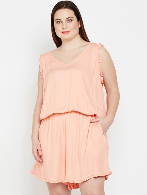frill trim pocket detail plus romper - 16274896 - Very Small Image - 1