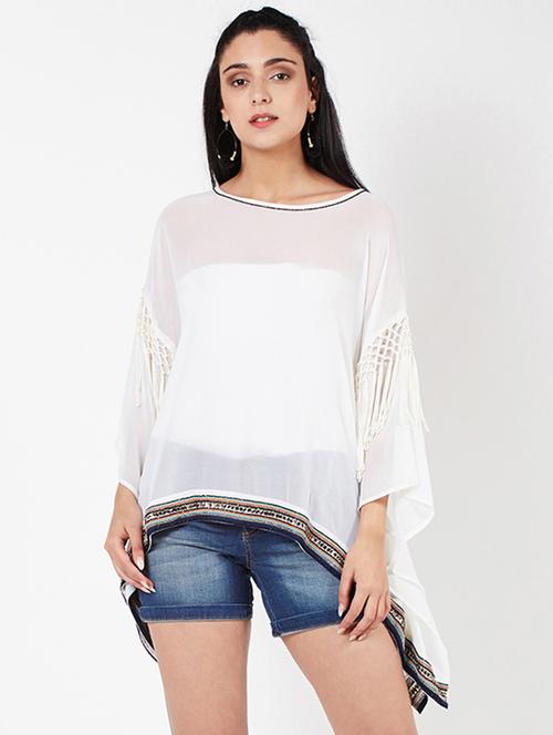 lace edge fringe detail top - 16274900 - Very Small Image - 1