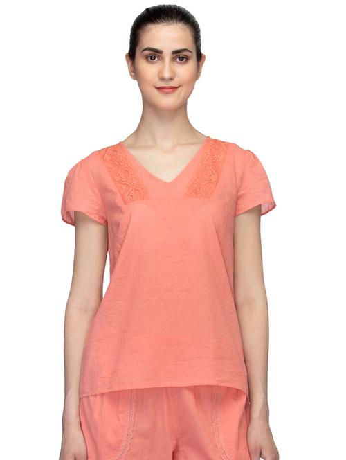 embroidered v-neck sleepwear top - 16274925 - Very Small Image - 1