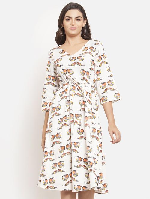 quirky print tie front a line dress - 16274966 - Very Small Image - 1