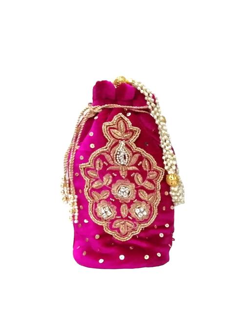 pink velvet ethnic potli - 16275021 - Very Small Image - 1